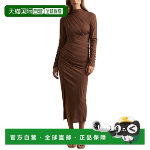 自营Reiss Kelly Ruched Midi Dress - chocolate 美国奥莱直发