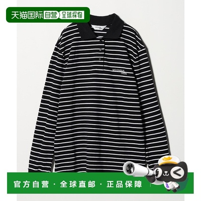 1h可退 日本直邮MOONSUN 女士宽松长袖 Polo 衫 罗纹配色刺绣简约