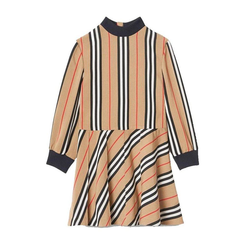 BURBERRY 女童连衣裙 80111931 AW2023 花色 条纹高领连衣裙,童装/婴儿装/亲子装,连衣裙,淘宝优惠券,粉丝福利购,淘宝优惠卷