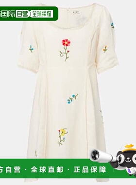 1h可退 香港直邮RIXO 女士 Marne 刺绣花朵迷你连衣裙 beige米色