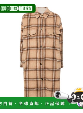 香港直邮Isabel Marant 长袖格纹大衣 MA0248FAB1D06I