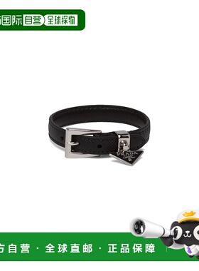 自营欧洲直邮Prada普拉达 Saffiano女士黑色小牛皮金属搭扣手链