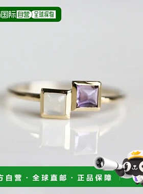 1h可退 日本直邮cui-cui天然紫水晶与月光石K10YG黄金戒指cuicui