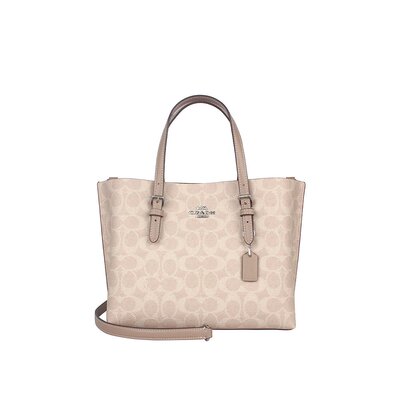 COACH 奥莱款女士PVC配皮单肩斜挎手提包CV965SVPWH