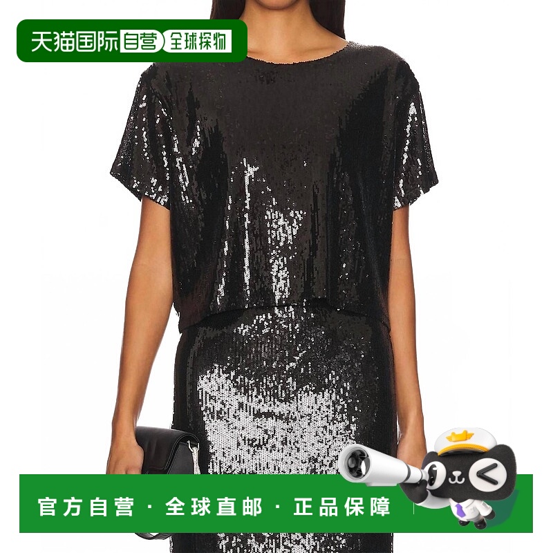 自营lnaZosia Sequin T-Shirt In Black - black 美国奥莱直发