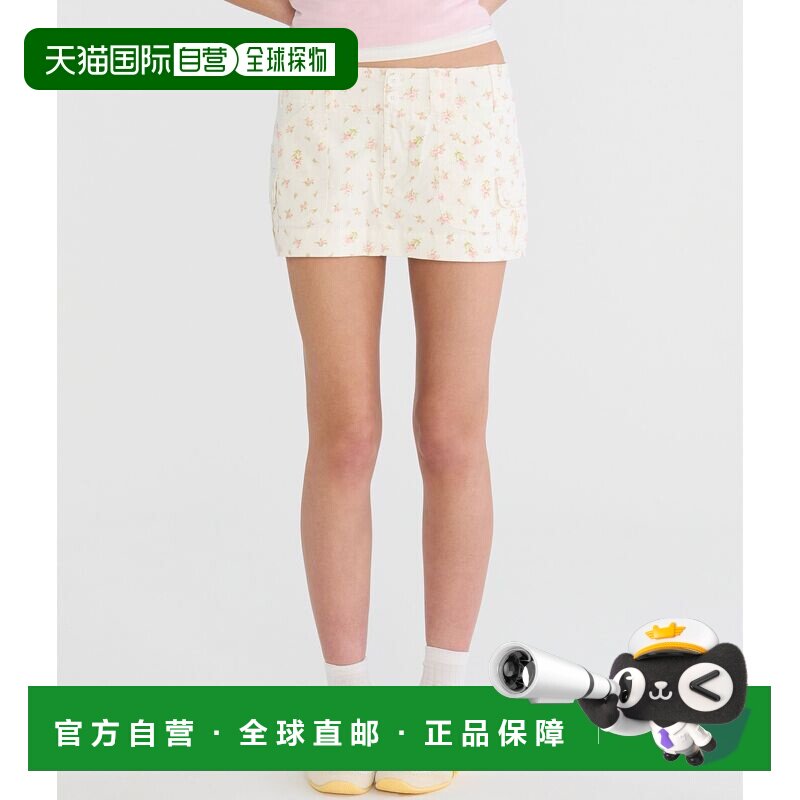 自营Aeropostale碎花小白带低腰裙-白色碎花短裙 美国奥莱直发