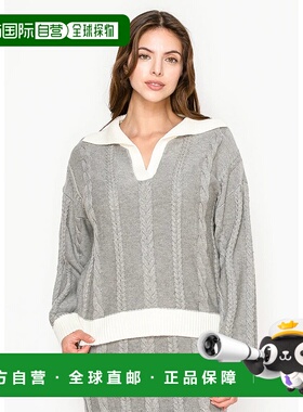 自营 yal new york灰色白领针织套头衫-灰色 美国奥莱直发