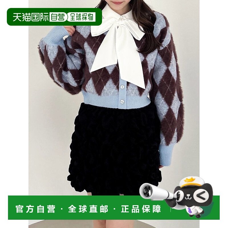 1h可退 日本直邮dazzlin 女装 V领短款阿甘纹针织开衫 0226128001,女装/女士精品,短外套,淘宝优惠券,粉丝福利购,淘宝优惠卷