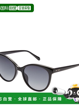 自营 Fossil 女士 Rileigh 圆形太阳镜 - 黑色 美国奥莱直发