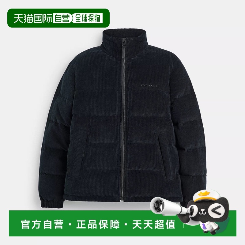 自营 Coach蔻驰Outlet灯芯绒羽绒服-黑色外套 【美国奥莱】直发