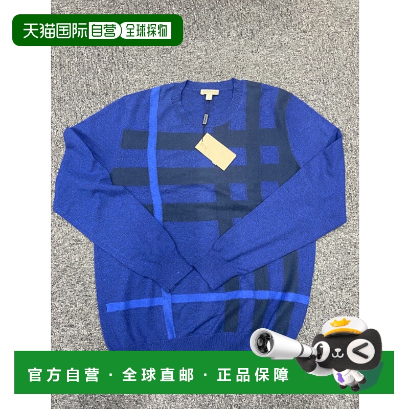 1h可退 香港直邮BURBERRY 女士针织毛衣 39572181 AW2021 蓝色 格