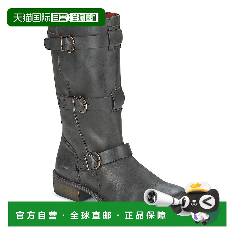 欧洲直邮kickers女士时装靴高筒中跟真皮潮流时尚 透气百搭女鞋