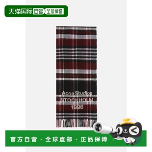 欧洲直邮ACNE（2025 年产品）标志和流苏围巾羊毛格纹