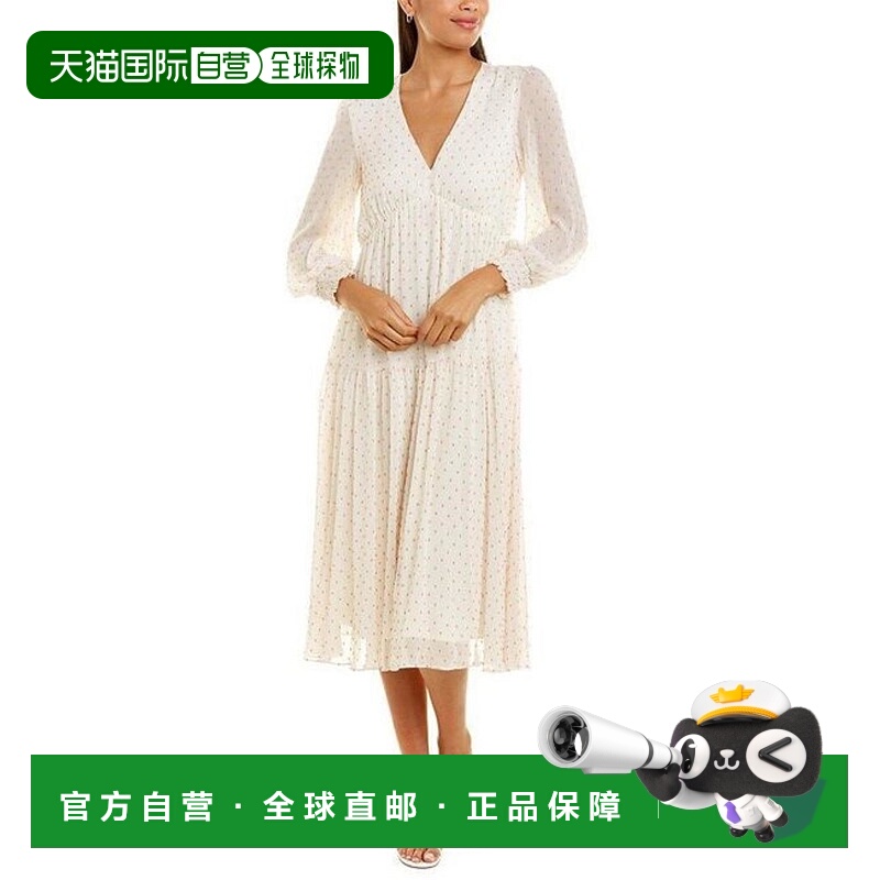 自营 maison taraDot Texture Print Smocking Long Sleeve Tiere