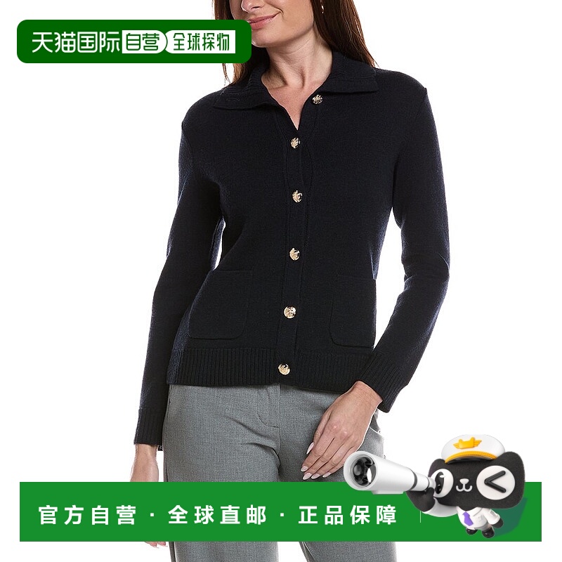 自营Bruno Magli Merino Wool Epaulet Sweater Jacket - navy 美