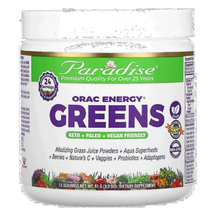 香港直邮Paradise Herbs,ORAC 绿色能源，3.2 盎司（91 克）