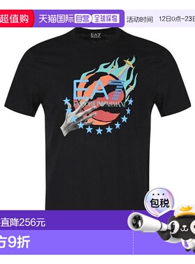 香港直邮Emporio Armani 黑色图案印花T恤 3GPT12PJT7Z阿玛尼男装