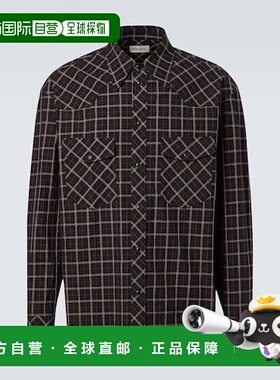 1h可退 香港直邮潮奢 Lemaire 男士 格纹棉质衬衫 SH1209LF1503