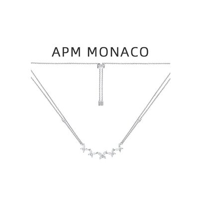 【自营】【情人节】APMMonaco双层蝴蝶项链女生925银锁骨情人礼物