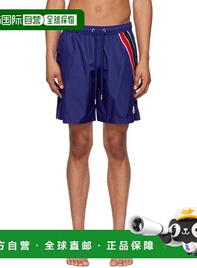 1h可退 香港直邮Moncler 盟可睐 男士 蓝色条纹泳裤 J20912C00006