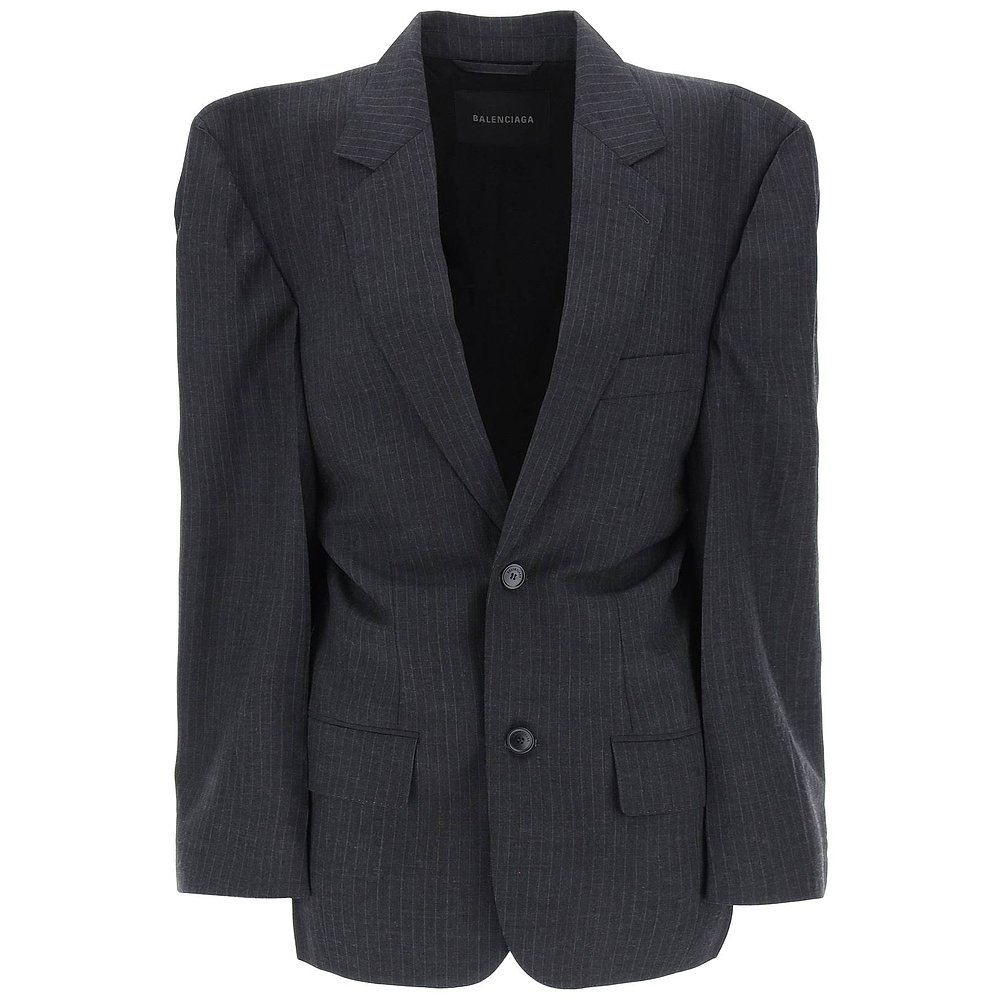 Balenciaga 巴黎世家 女士 细条纹羊毛西装外套 790912TQT12