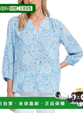 自营 NYDJ小Pintuck衬衫-粉红色 美国奥莱直发新款长袖泡泡袖通勤