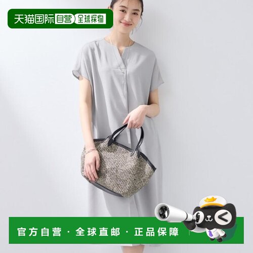 INDIVI 【可水洗/防紫外线/亚麻风格】前开连衣裙