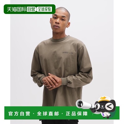 1h可退 日本直邮AVIREX 男女同款 长袖T恤 左胸刺绣logo 背部鹰标