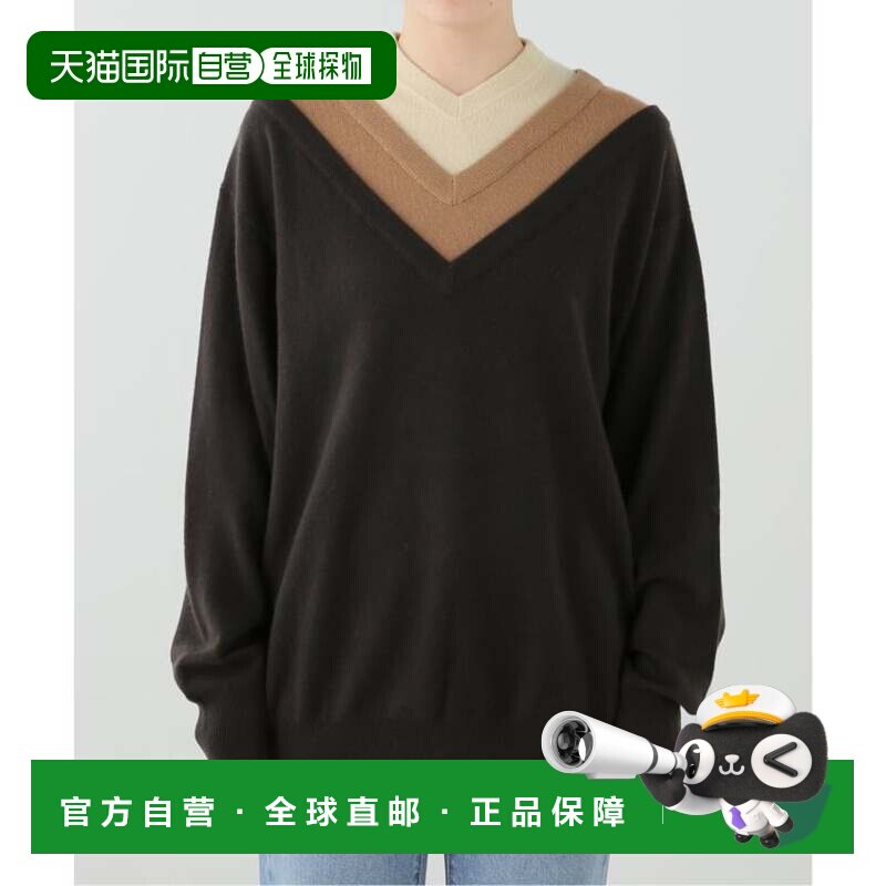 日本直邮JOURNAL STANDARD L'ESSAGE INSCRIRE 层叠V领针织衫 棕