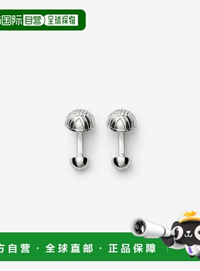 自营欧洲直邮Burberry博柏利 男士银色黄铜镀钯金格纹雕花袖扣