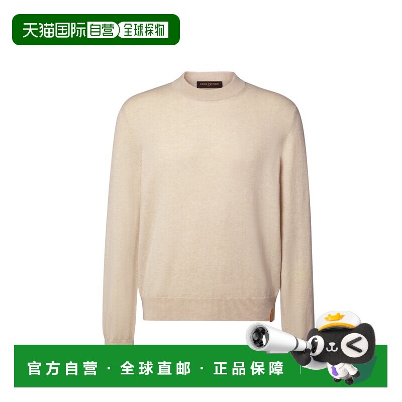 自营欧洲直邮LV路易威登 男士米色纯羊绒圆领毛衣