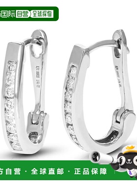 自营 vir jewels1/4 克拉圆形切割实验室制造钻石圈形耳环 0.925