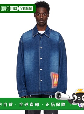 1h可退 香港直邮We11Done 男士 蓝色涂绘牛仔夹克 WDDJ322312U
