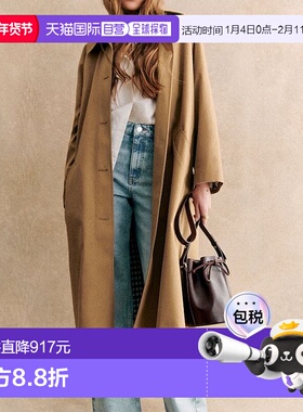 欧洲直邮自营Sezane 女士驼色翻领中长款长袖风衣休闲时尚宽松
