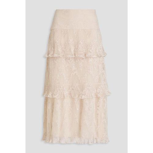 美国直邮ZIMMERMANN 分层打褶蕾丝中长裙 女装半身裙