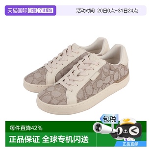 女士LOGO字母老花系带拼接圆头平底女士 香港直邮Coach蔻驰专柜款