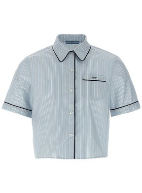 PRADA 女士衬衫 P483HR16BVSOOOF0M10 SS2025 蓝色