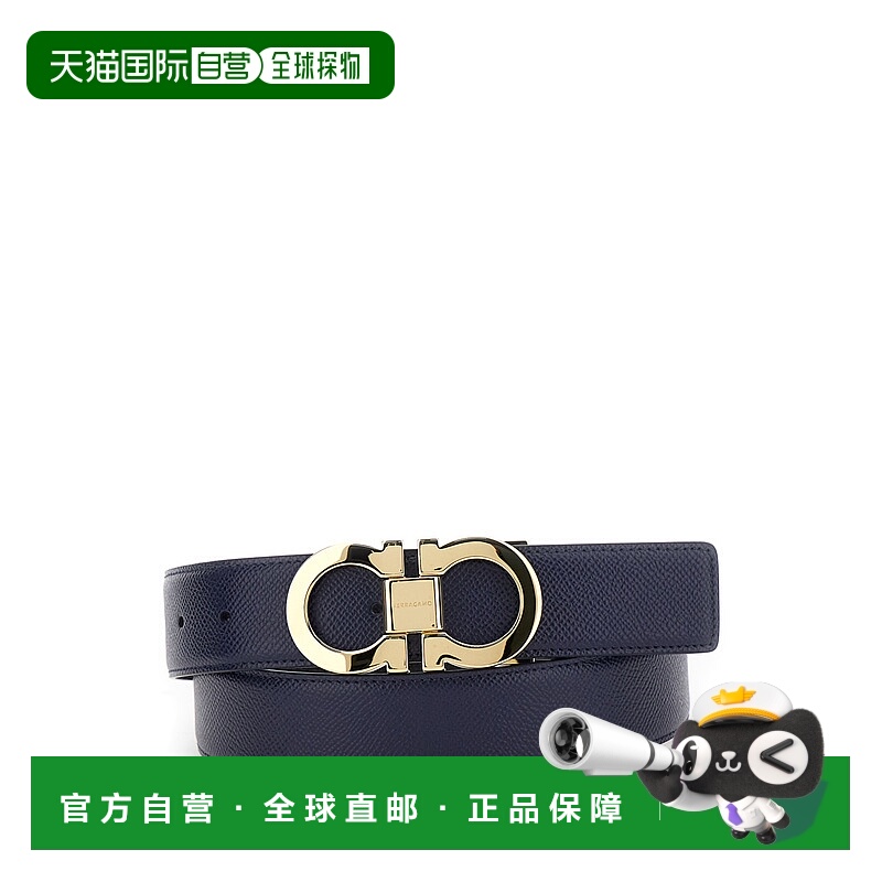 香港直邮Salvatore Ferragamo 菲拉格慕 男士 黑色双面针扣皮革皮