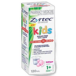 澳大利亚直邮Zyrtec仙特明儿童抗过敏口服液泡泡糖味120ml过敏药