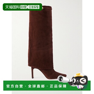 1h可退 香港直邮Staud 女士 Wally 搭扣绒面革及膝靴子 F24F1003C