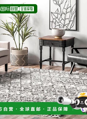 自营 nuLOOM Yani Soft & Cozy Diamond Shag 流苏小地毯 - 灰色