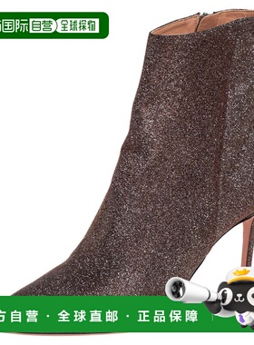 自营Aquazzura Brown Lurex Fabric Ankle Boots - brown 美国奥