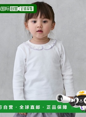 日本直邮Petit Main 荷叶边领长袖T恤