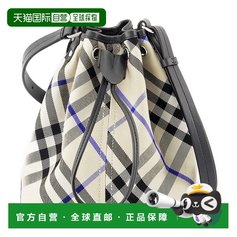 1h可退 香港直邮潮奢 Burberry 巴宝莉 女士 迷你格紋抽繩水桶包