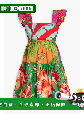 1h可退 香港直邮FARM RIO 女士 层叠印花棉质府绸迷你连衣裙 3313