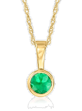 自营Ross-Simons 14 克拉黄金祖母绿吊坠项链 - 20 英寸 【美国奥