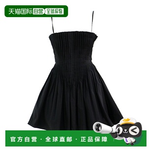 STAUD 黑色 女式 棉质迷你连衣裙 美国奥莱直 Bella 自营