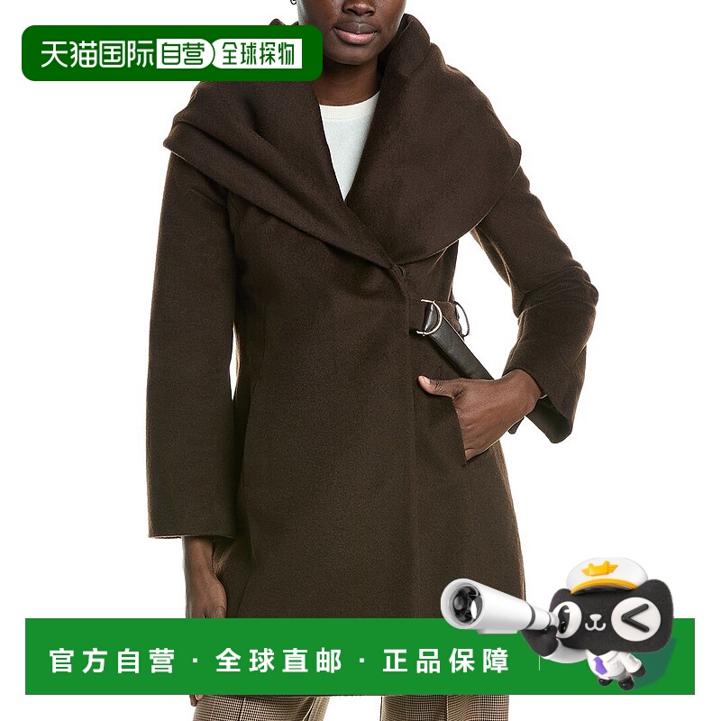 自营Via Spiga   Wool-Blend Hooded Coat - brown 美国奥莱直发