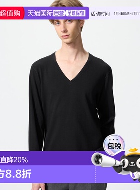 日潮跑腿UNIQLO优衣库 保暖 Heattech 棉质 V 领 T 恤/3/4 袖 479