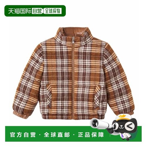 香港直邮moncler 男童 Vabi 格纹羊毛羽绒夹克童装